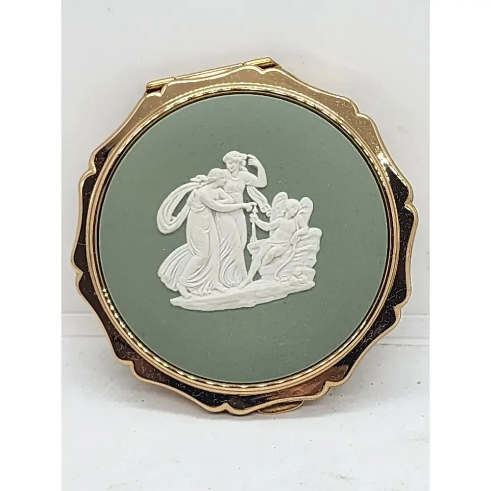 Vintage Stratton Wedgwood Jasperware Cameo Powder Compact England NEW NOS Unused